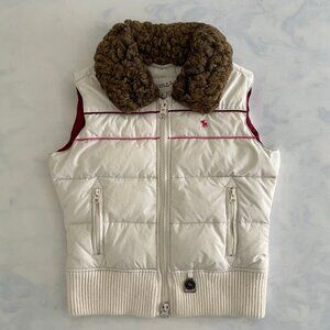 Abercrombie & Fitch White Faux Fur Down Feather Puffer Vest